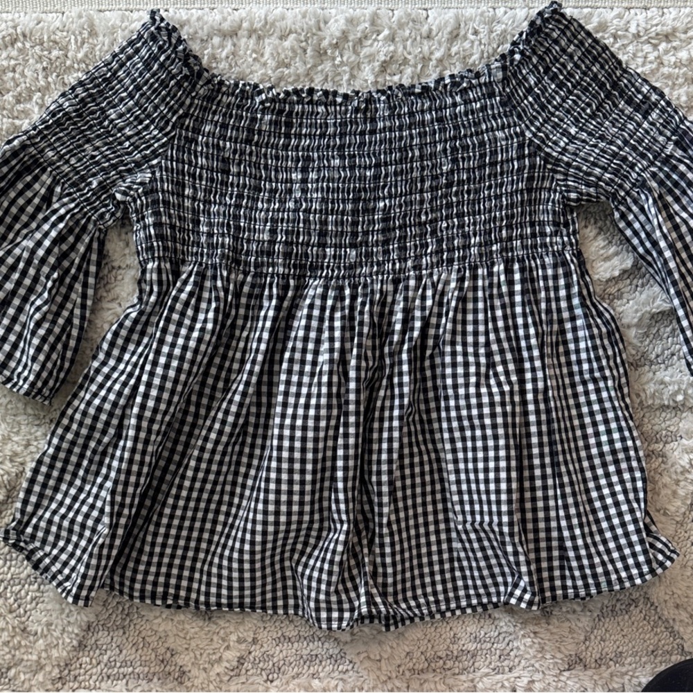 BB Dakota Gingham Off-Shoulder Blouse